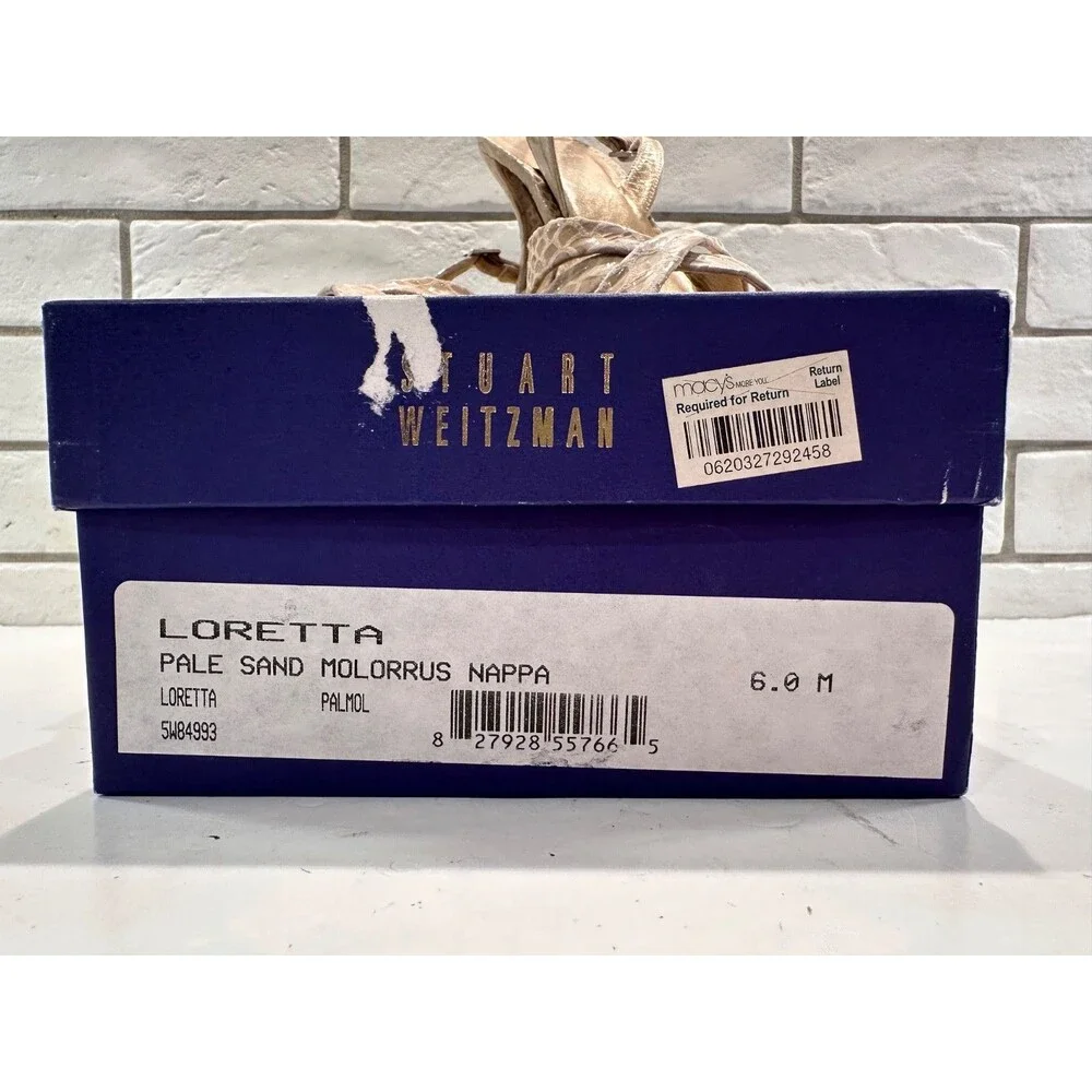 Stuart Weitzman Women's Snakeskin Print Peep Toe Slingback Heels Beige Size 6 M‎ - Picture 3 of 10